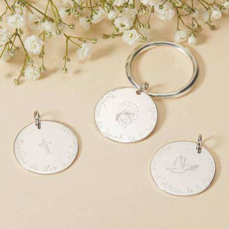 Personalised Symbol Keyring sterling silver merci maman
