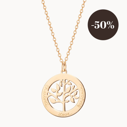 Personalised Tree of Life Necklace gold plated merci maman