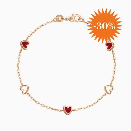 Valentine's Heart Chain Bracelet gold plated merci maman