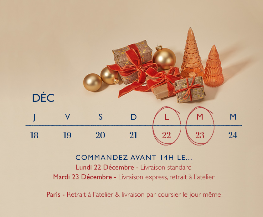 Recevez votre commande à temps pour Noël