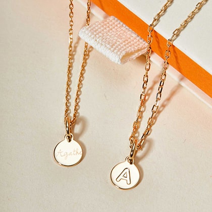 Children's Letter Pendant Necklace Gold Plated Merci Maman