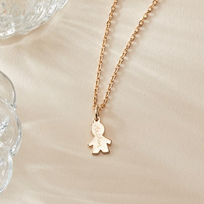Children's Mini Boy Necklace Gold Plated Merci Maman