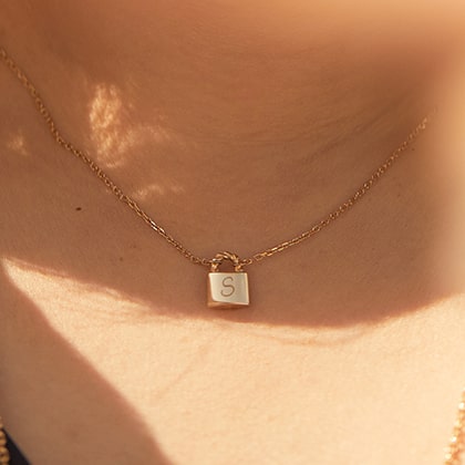 Personalised Padlock Necklace Gold Plated Merci Maman