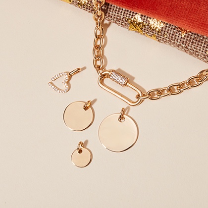 Personalised Lucky Charm Necklace Gold Plated Merci Maman