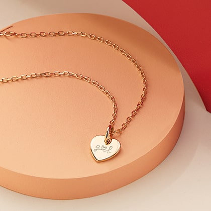 Du & Ich Mini Herz Halskette 18kt vergoldet Merci Maman