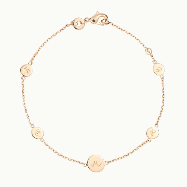 bracelet pastille initiale personnalisé