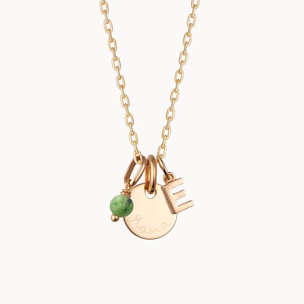 Kette mit Mini-Edelstein & Buchstaben