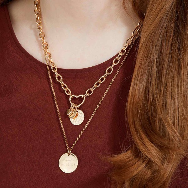 Charm Necklace with Heart Clasp