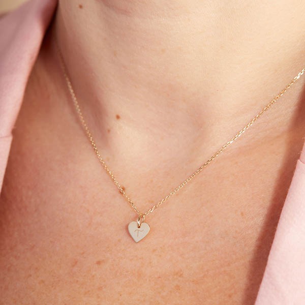 Personalised 9 carat gold mini heart necklace