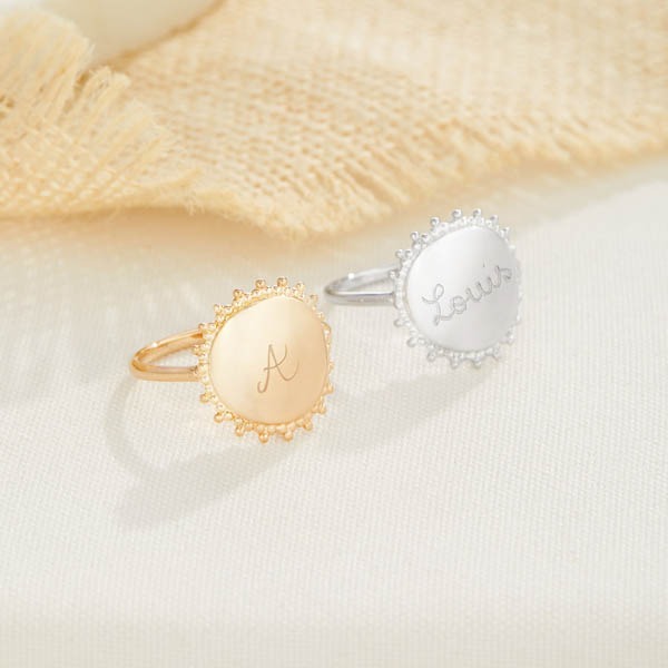 Personalised Beaded Disc Ring