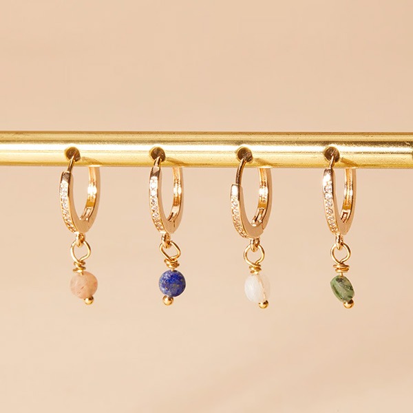 Mini Gemstone Hoop Earrings