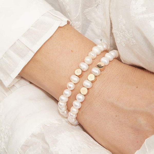 Bracelet personnalisé Perles Blanches Initiale