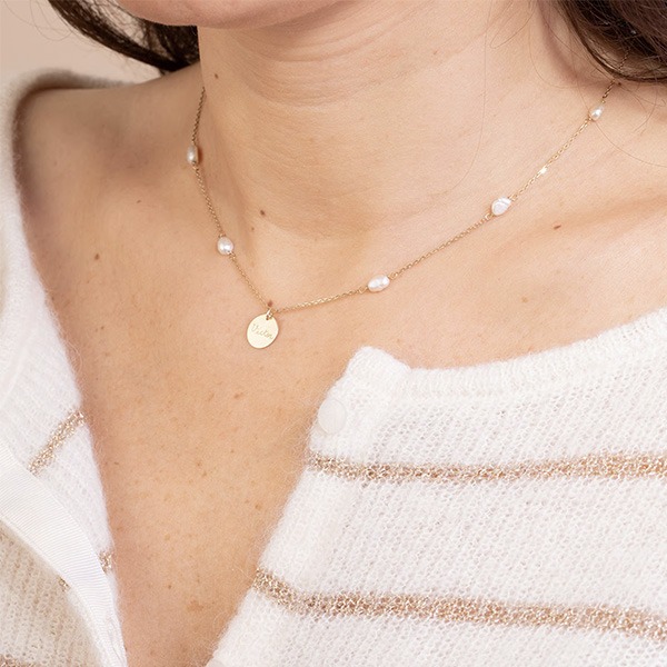Collier personnalisé Gouttes Perlées 9 carats