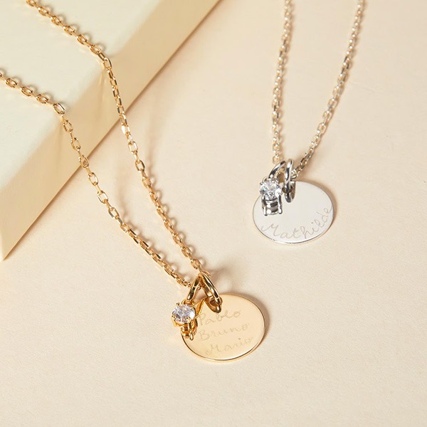 Collier personnalisé Message & Mini Solitaire Cristal