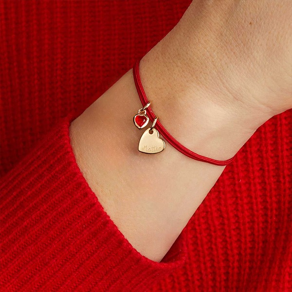 Personalised Double Heart Birthstone Bracelet