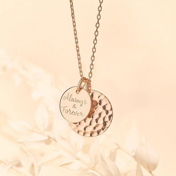 Personalised Hammered Double Disc Necklace