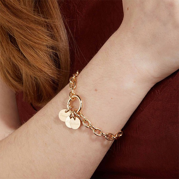 Pulsera personalizada Amuleto de la Suerte circular con nombre