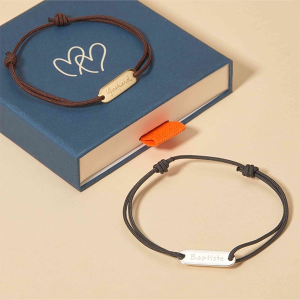 Pulsera personalizada mini con placa para hombre