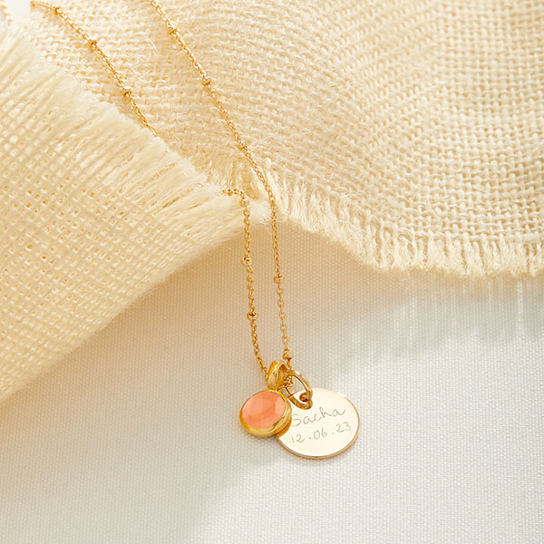 Personalised Message & Birthstone Necklace