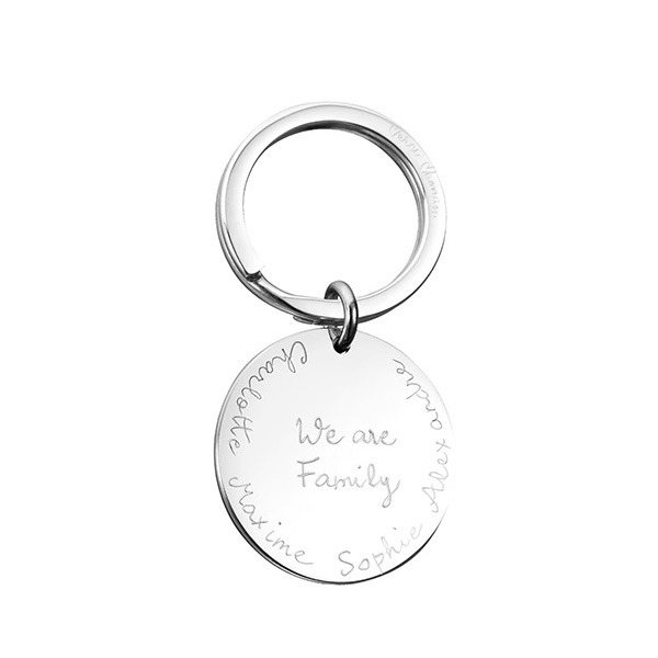 Portachiavi personalizzato We Are Family in acciaio