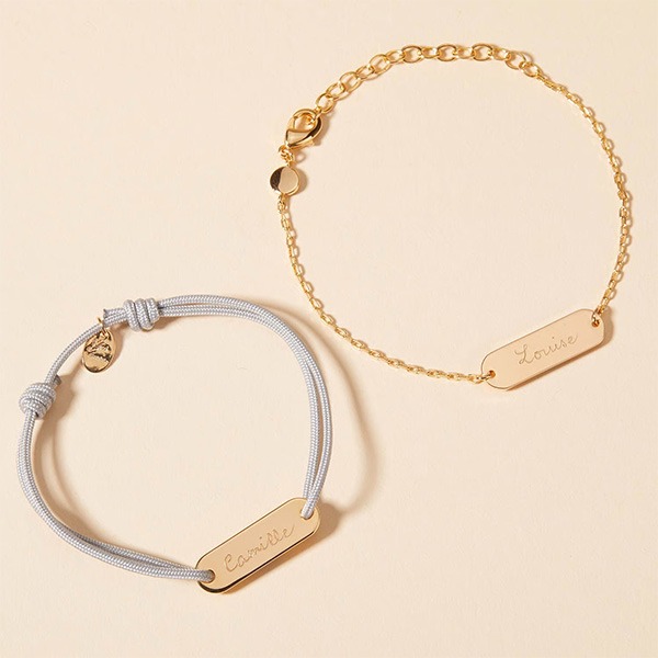 Conjunto de pulseras personalizadas con placa para madre e hija