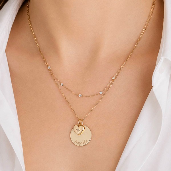 Personalised Crystal Star Heart Necklace